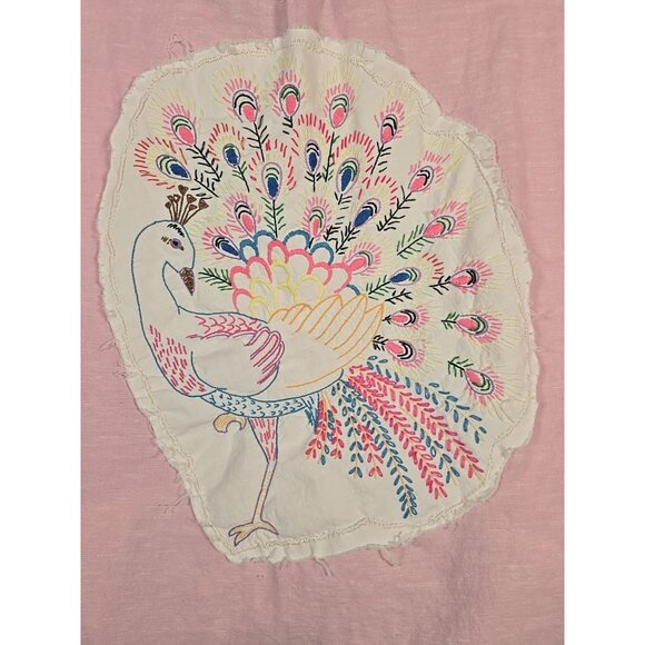 OOAK Magnolia Boho Tunic Upcycle Shacket Cover Up Cotton Linen Blend Pink Sz XL - Picture 12 of 16